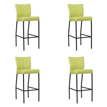 Set van 4 Leren barkrukken Revolt hoog - Hermes Lime, Ophalen of Verzenden, Nieuw, Leer