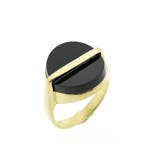 Gouden ring met onyx, Gebruikt, Overige kleuren, Ophalen of Verzenden, Kleiner dan 17