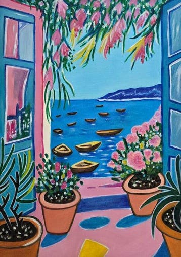 École fauve française (XX) - Baie parmi les roses