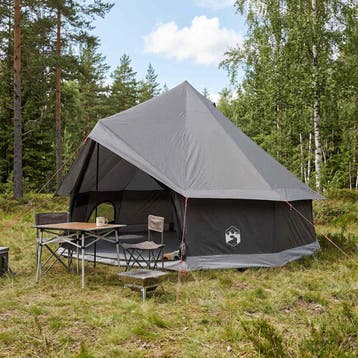 vidaXL Tipi Tent 8-persoons Bruin Grijs Polyester en staal, Verzenden, Nieuw, Tot en met 2
