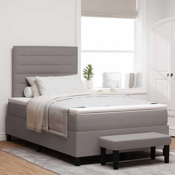 vidaXL Boxspringbed met hoofdeinde Taupe 120 x 190 cm Stof, Verzenden, Nieuw, Twijfelaar, Stof