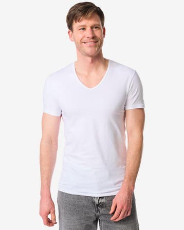 HEMA Heren ondershirt slim fit v-hals naadloos - 2 stuks wit, Verzenden, Nieuw