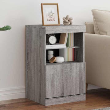vidaXL Dressoir met LED-verlichting 41x37x67 cm grijs sonoma, Verzenden, Nieuw, Overige houtsoorten, Minder dan 50 cm