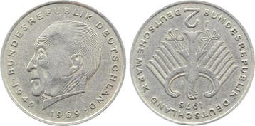 2 Mark Duitsland Fehlpraegung 2 Dm 1976 J Stempeldrehung..., Verzenden