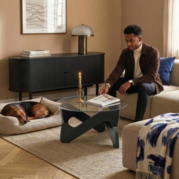 Salontafel Reypio Ø70x35 cm Zwart/Grijs [en.casa], Verzenden, Nieuw