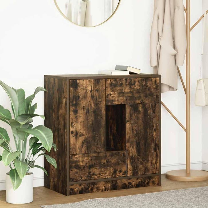 vidaXL Dressoir met lades en deuren 70,5x34x74,5 cm gerookt, Huis en Inrichting, Kasten | Dressoirs, Nieuw, Overige houtsoorten