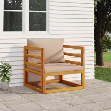 vidaXL Tuinstoel met kussens massief acaciahout taupe, Tuin en Terras, Verzenden, Nieuw, Hardhout