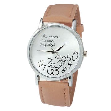 Fako - Horloge - Who Cares Im Late Anyways - Beige, Verzenden, Nieuw