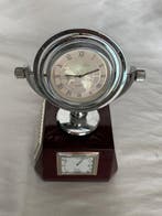Globe - Vintage globo reloj mapa mundo con barómetro y, Antiek en Kunst