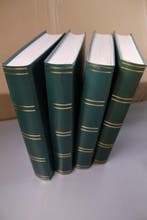 Wereld - 4 groene lege model Leuchtturm stockboeken, Gestempeld