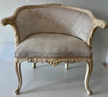 Fauteuil - Walnoot - Shabby Chic Lodewijk XV-stijl, 1920, Nieuw