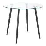 [en.casa] Glazen tafel Humppila rond 75x87 cm zwart en trans, Huis en Inrichting, Tafels | Eettafels, Verzenden, Nieuw