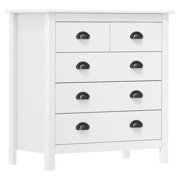 vidaXL Dressoir Hill 79x40x80 cm massief grenenhout wit, Verzenden, Nieuw, 50 tot 100 cm, Grenenhout