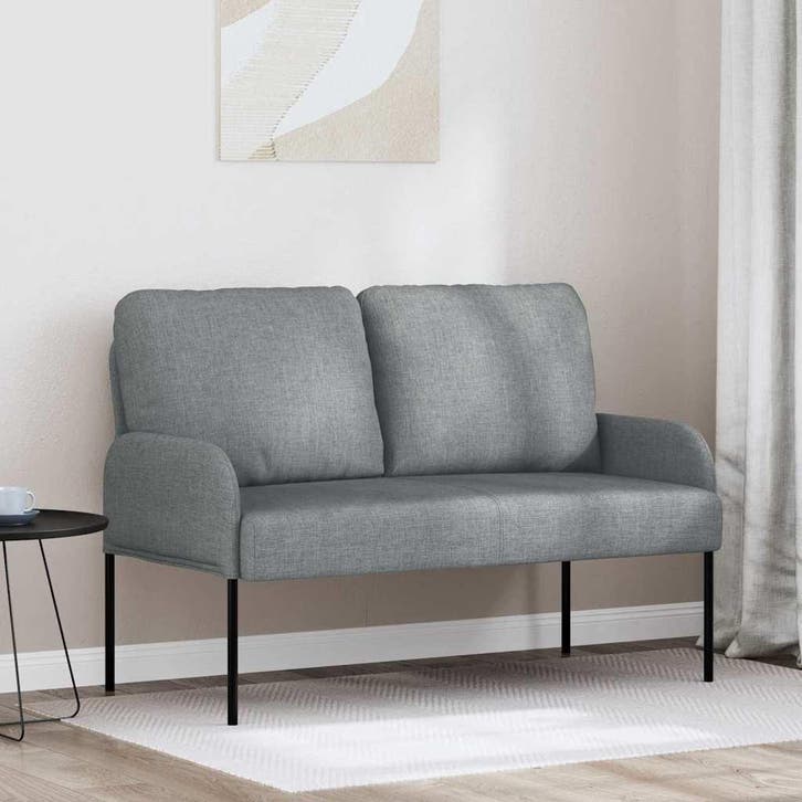 vidaXL Banken met kussen 110cm Lichtgrijs Multiplex, Huis en Inrichting, Banken | Bankstellen, Nieuw, Minder dan 150 cm, Verzenden