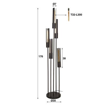 Lumen Vloerlamp - 5-lichts 176cm, Ophalen of Verzenden, Nieuw