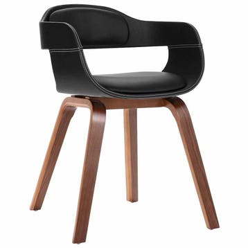 vidaXL Eetkamerstoel gebogen hout en kunstleer, Huis en Inrichting, Verzenden, Nieuw, Zwart