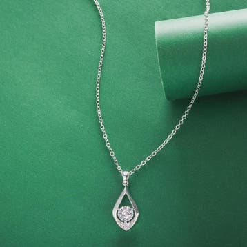 Zilveren 925 Dames Ketting met 1 Karaat Druppelvormige Moiss, Verzenden, Nieuw