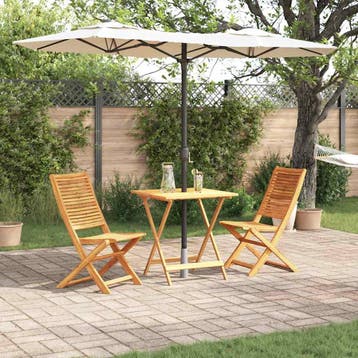 vidaXL Vouw Bistro Set 3 st Bruin Massief Acaciahout, Verzenden, Nieuw, 3 zitplaatsen