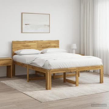 vidaXL Tweepersoonsbed met hoofdeinde ROSTOCK Wit 135 x 190, Verzenden, Wit, Nieuw, Twijfelaar