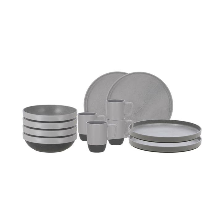 Travellife Vita serviesset grey 12-delig (Serviesgoed), Caravans en Kamperen, Kampeeraccessoires, Nieuw, Ophalen of Verzenden