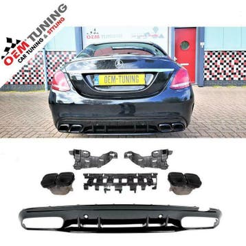 W205 C63 AMG Look Diffuser | Mercedes-Benz C-Class | 2014 +, Mercedes-Benz, Nieuw, Ophalen of Verzenden, Achter