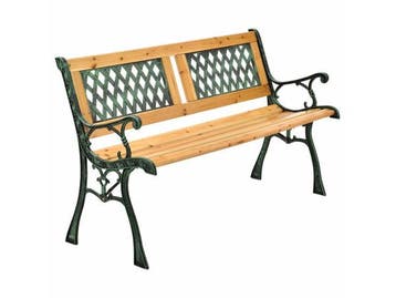 Veiling - 2 Zits tuinbank - Sanremo ruitmotief - Espenhout g, Nieuw