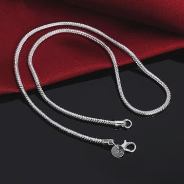 Zilveren Slangenhalsketting 925 Sterling Zilver - 45-60cm, 1, Sieraden, Tassen en Uiterlijk, Verzenden, Nieuw