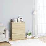 vidaXL Dressoir 60x35x76 cm bewerkt hout sonoma eikenkleurig, Verzenden, Nieuw, 50 tot 100 cm, 25 tot 50 cm