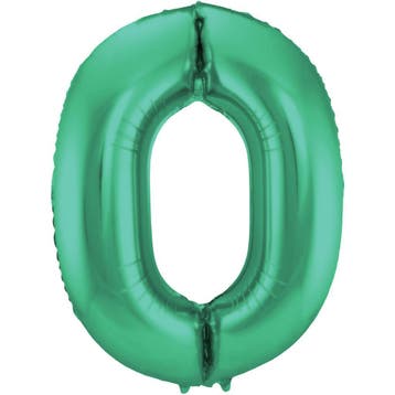 Folie Ballon cijfer 0 Metallic Groen 86 cm, Verzenden, Nieuw, Feestartikel, Verjaardag
