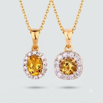 2-delige sieradenset - 14 karaat Geel goud - 1.29ct. tw.