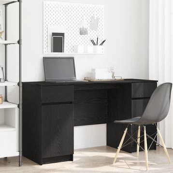 vidaXL Bureau Zwart eiken Bewerkt hout 140 x 49 x 76 cm, Verzenden, Nieuw