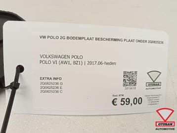 VW Polo 2G Bodemplaat bescherming plaat onder 2Q0825236, Ophalen, Gebruikt, Volkswagen