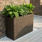 Rattan plantenbak 3-in-1 - donkerbruin - 70 x 24 x 60 cm, Tuin en Terras, Verzenden, Nieuw