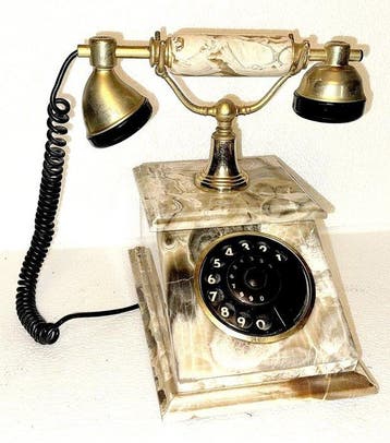 Analoge telefoon - Bakeliet, Onyx, Messing, Staal - Telefoon