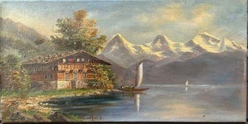 Hippolyte Roux (1852–?) - Lago di Thun (Svizzera)