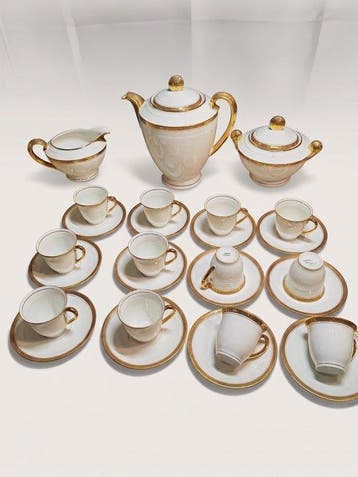 Limoges - Koffieservies voor 12 (29) - Porselein, Verguld