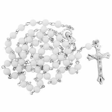 Fako Bijoux - Ketting - Rozenkrans - Wit - 6mm, Verzenden, Nieuw