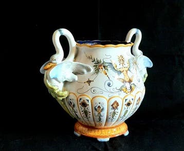Manifattura Ginori - Vaas met dubbele oren - Majolica -