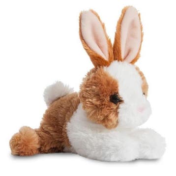 Pluche konijn knuffel - wit en bruin - 20 cm, Verzenden, Nieuw