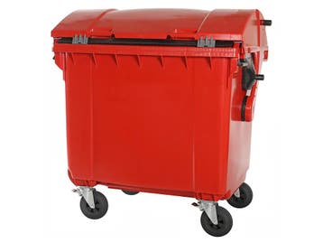 Vuilcontainer 1100 liter 4-wiel rond deksel rood, Ophalen of Verzenden