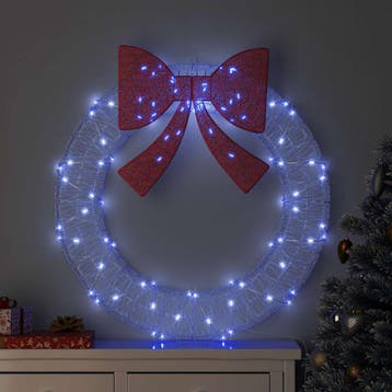 vidaXL Krans 80 LEDs Blauw 92 x 92 x 9,5 cm Acryl, Diversen, Verzenden, Nieuw
