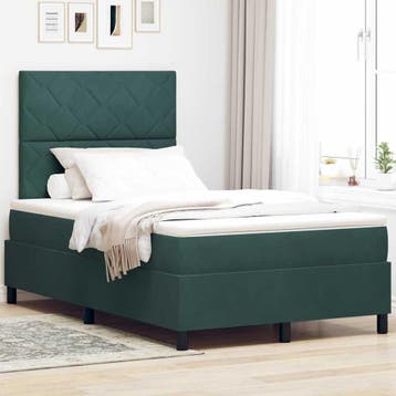vidaXL Boxspringbed met hoofdeinde Donkergroen 120 x 190 cm, Verzenden, Nieuw, Groen, Stof