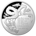 Year of the Dragon 1 oz 2024 Proof Doomed, Verzenden, Losse munt, Zilver