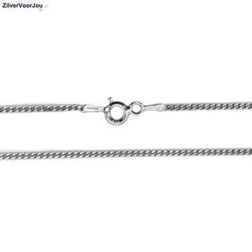 Zilveren gourmet ketting rhodium 40 cm 1.7 mm, Verzenden, Nieuw, Zilver