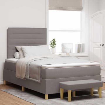 vidaXL Boxspring bed met hoofdeinde Taupe 190 x 120 cm Stof, Verzenden, Nieuw, Twijfelaar