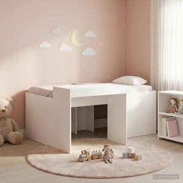 vidaXL Hoge Bed Frame met Bureau voor Kinderen Wit Bewerkt, Verzenden, Nieuw, Wit, Hout