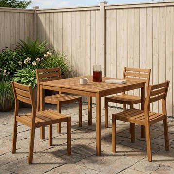 vidaXL Tuindiner tafel LAREN Naturel 110 x 108,5 x 75 cm, Tuin en Terras, Verzenden, Nieuw