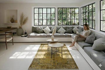 Geel vintage - Vloerkleed - 205 cm - 110 cm - met, Nieuw