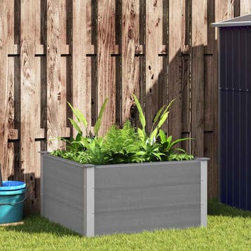 vidaXL Plantenbak verhoogd 100x100x54 cm HKC grijs, 100 cm of meer, Verzenden, Nieuw, Hout