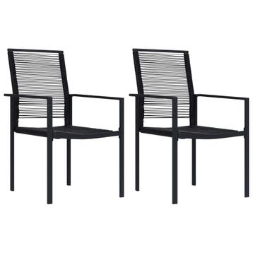 vidaXL Tuinstoelen 2 st PVC-rattan zwart, Tuin en Terras, Tuinstoelen, Verzenden, Nieuw